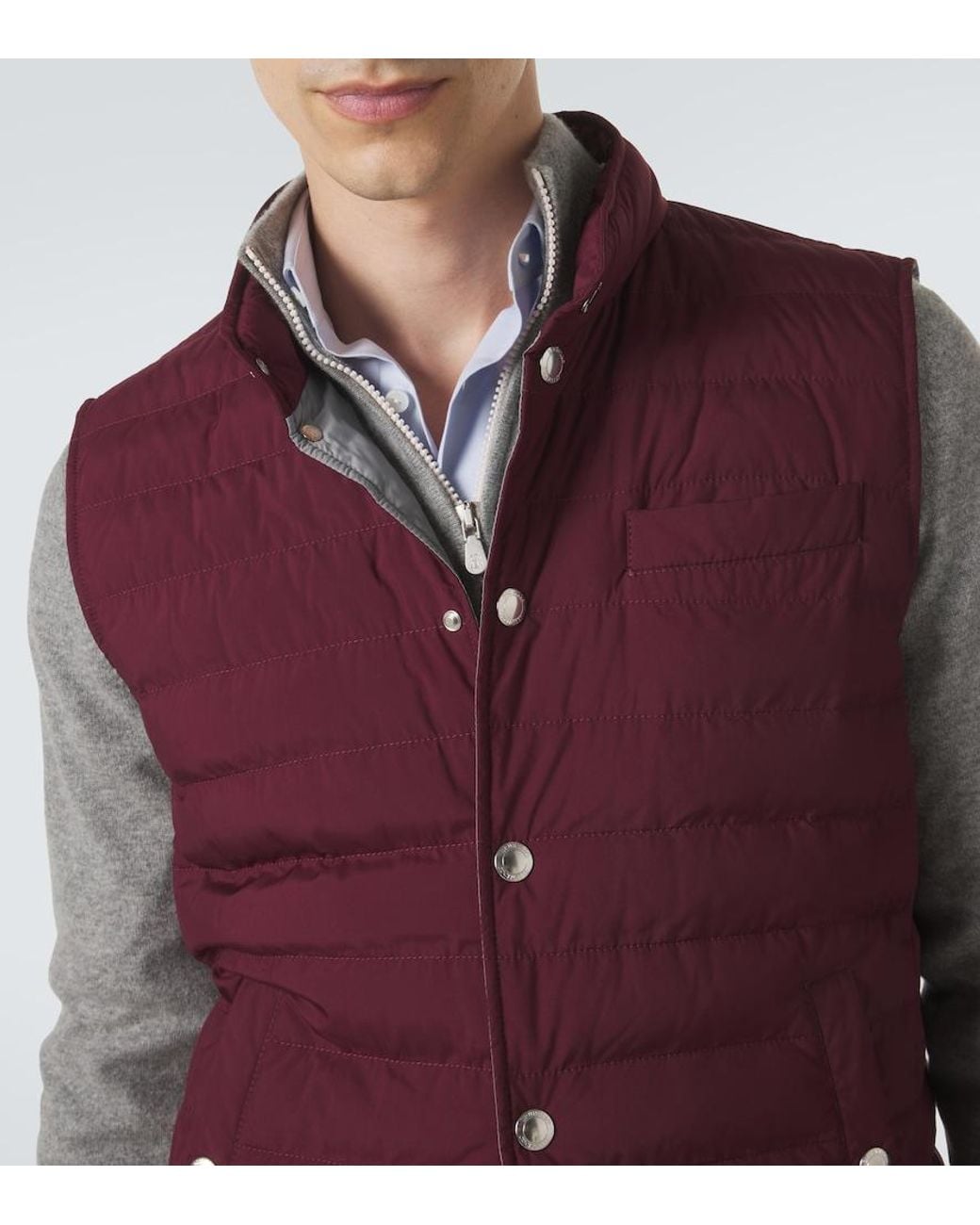 Brunello Cucinelli Purple Technical Down Vest for men