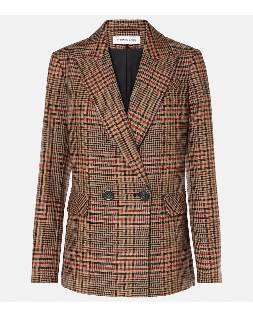 Veronica Beard Brown Sevyn Plaid Virgin Wool Blazer