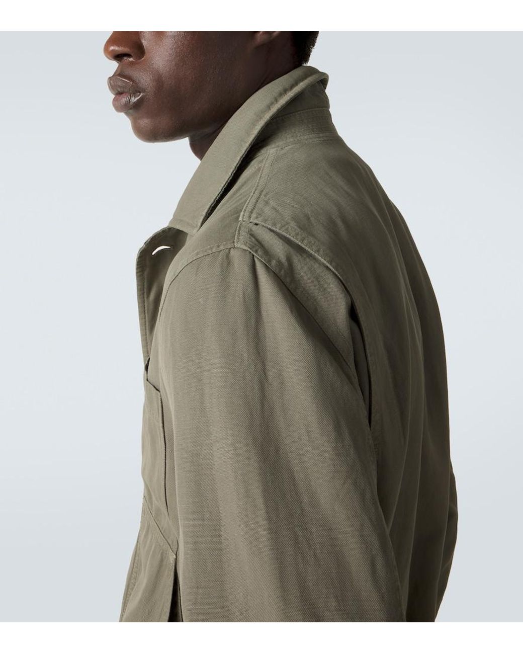 Brunello Cucinelli Green Cotton And Linen Field Jacket for men