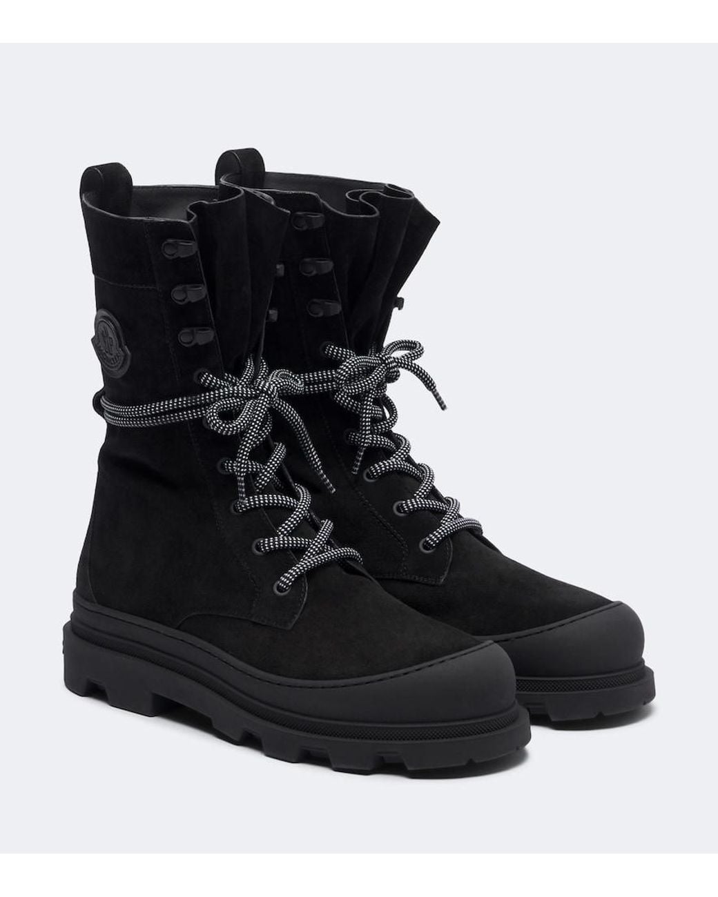 Moncler Black Vera Suede Lace-Up Boots