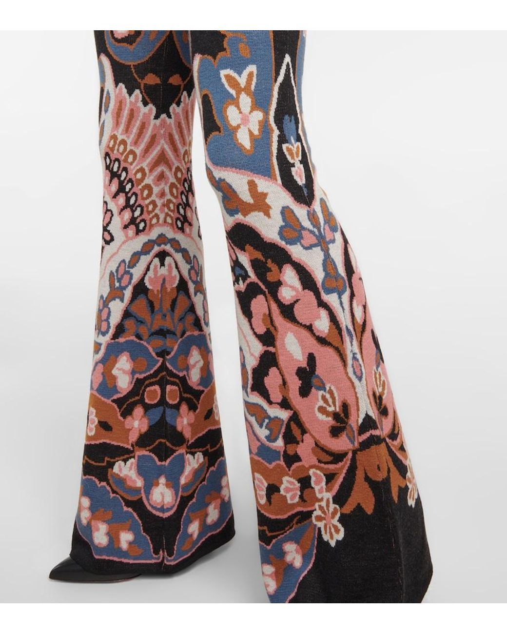 Etro Floral High-Rise Flared Wool Pants