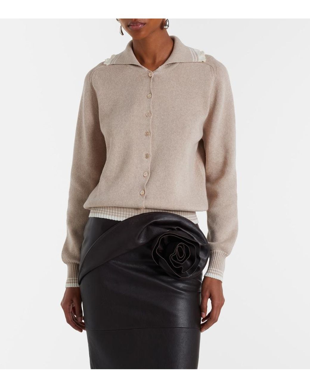 Magda Butrym Natural Cotton And Cashmere Cardigan