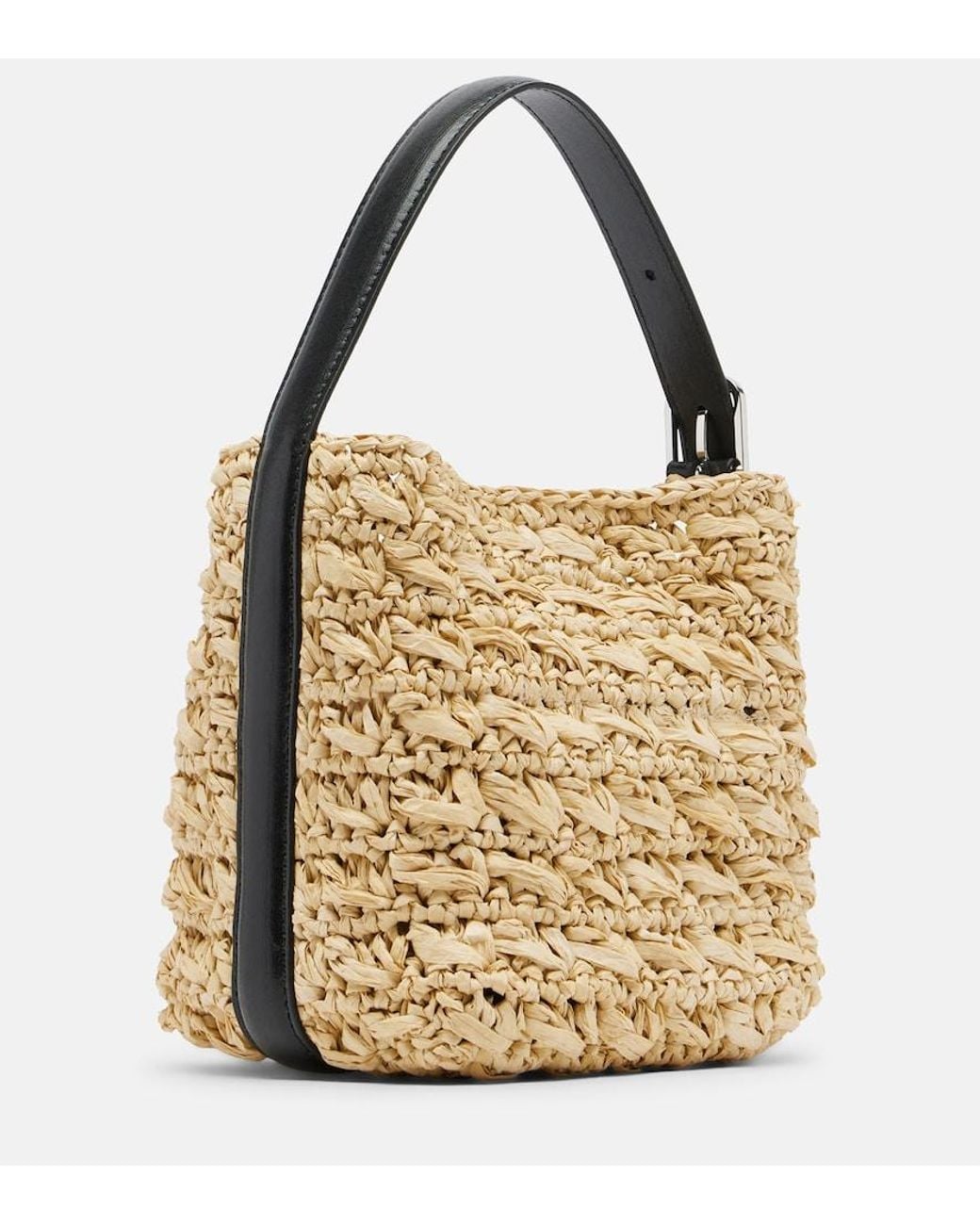 Totême Metallic Belted Small Raffia Top-Handle Bag