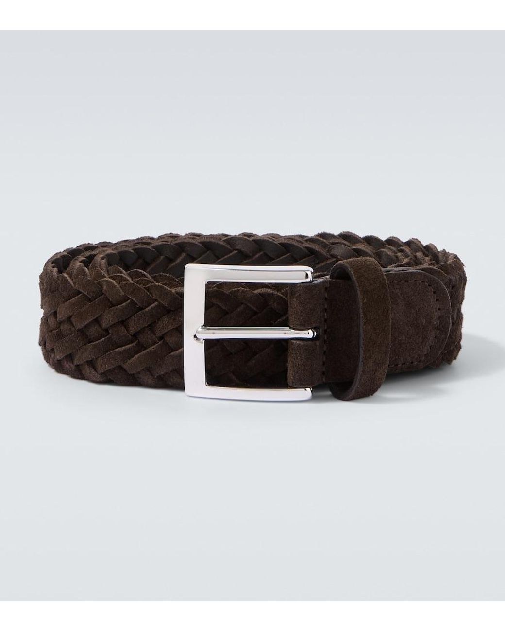 Kiton Brown Woven Suede Belt for men