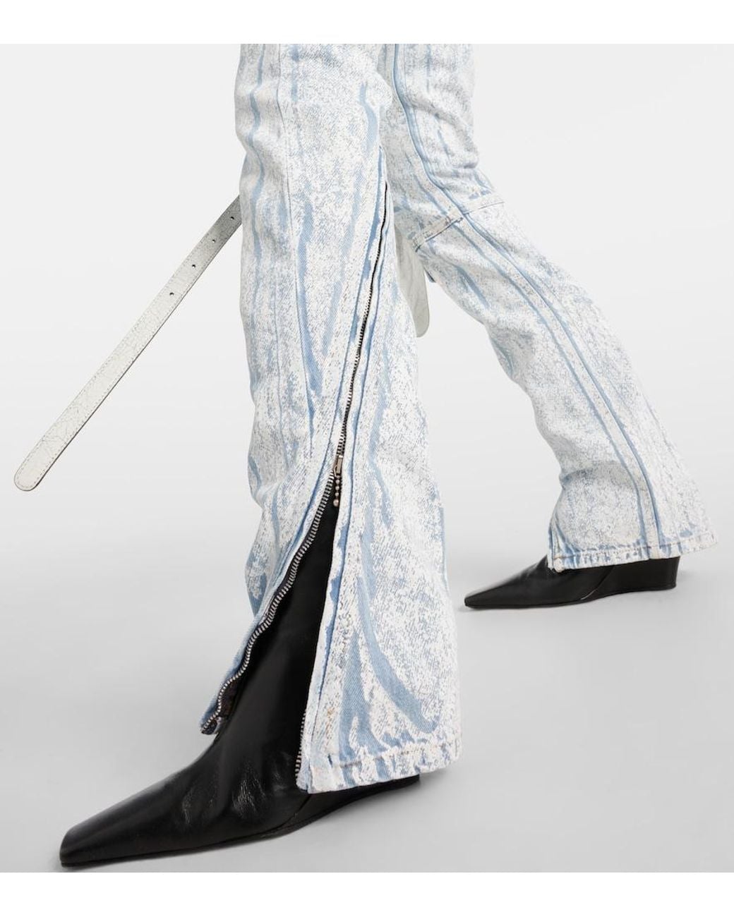 Acne Blue Printed Low-Rise Slim Jeans