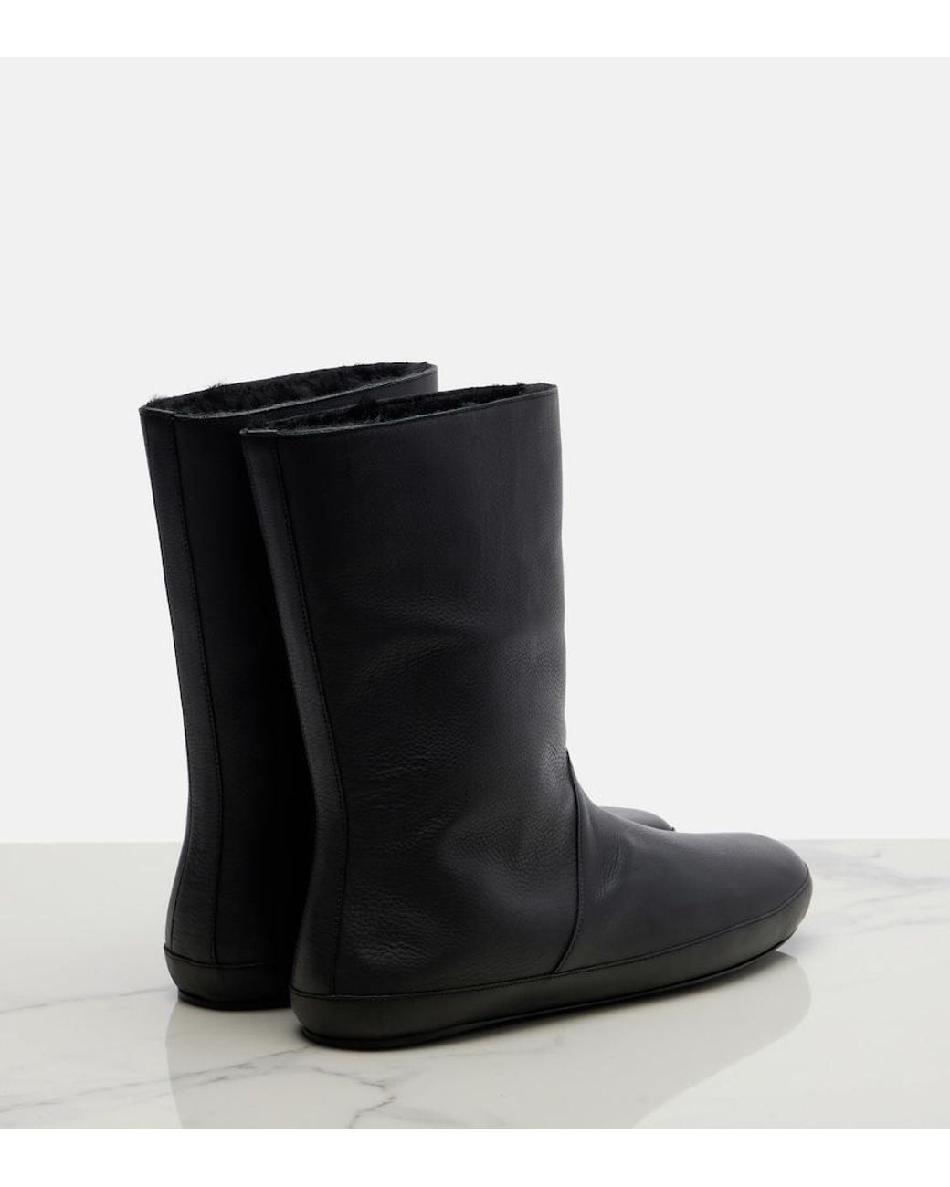 The Row Black Toni Shearling-Lined Leather Ankle Boots