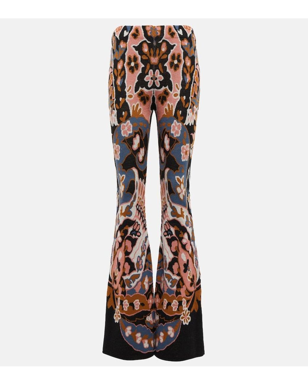 Etro Floral High-Rise Flared Wool Pants
