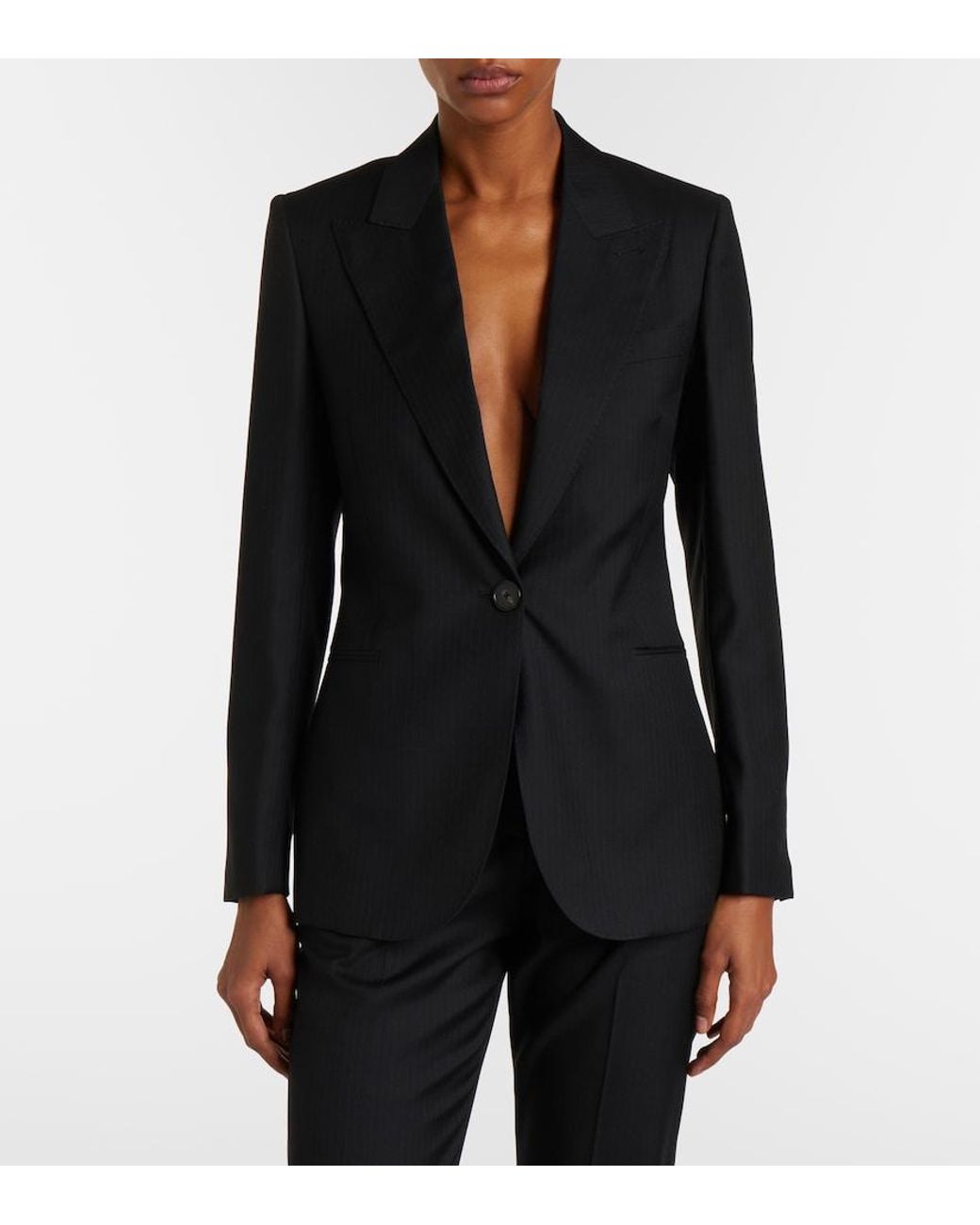 Givenchy Black Chalk Stripe Wool Blazer