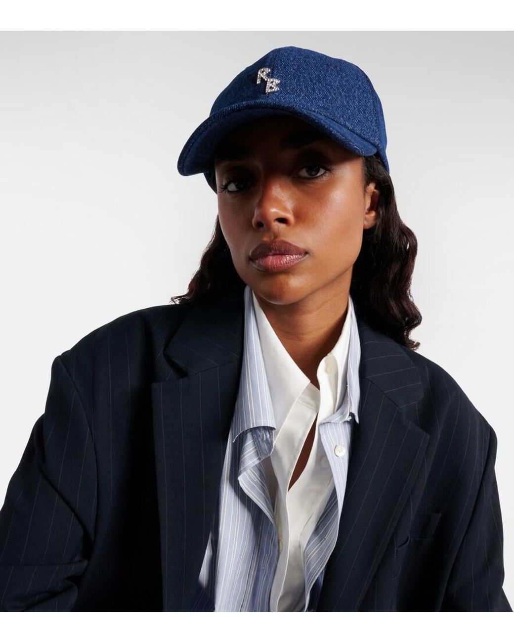 Ruslan Baginskiy Blue Rb Embellished Denim Baseball Cap