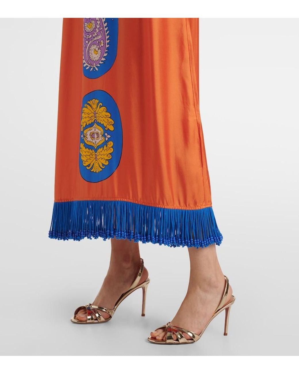 ALÉMAIS Orange Luis Silk Midi Dress
