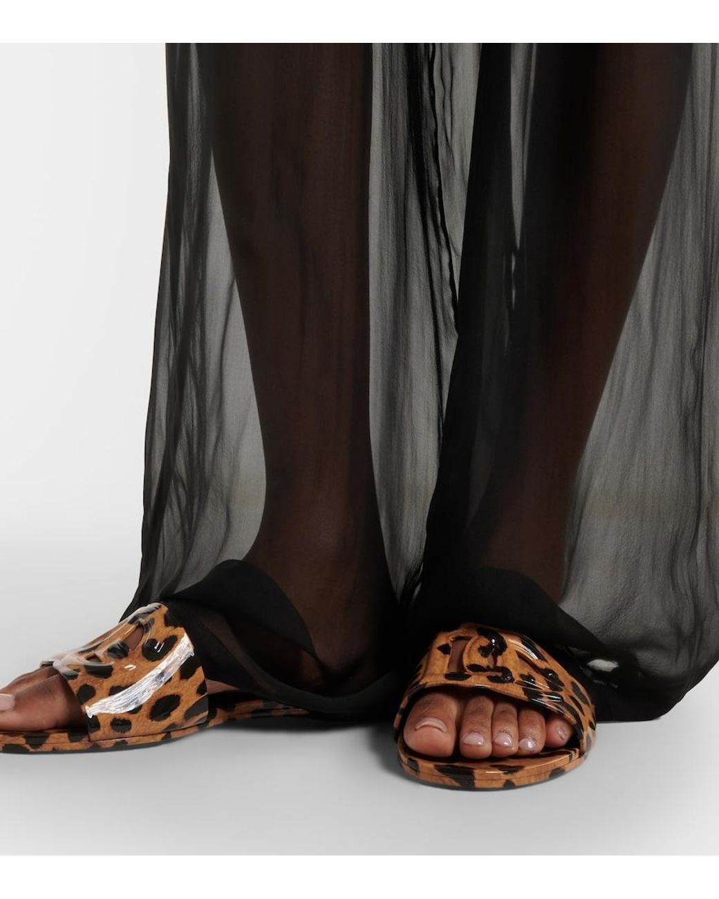 Dolce & Gabbana Brown Dg Leopard-Print Slides