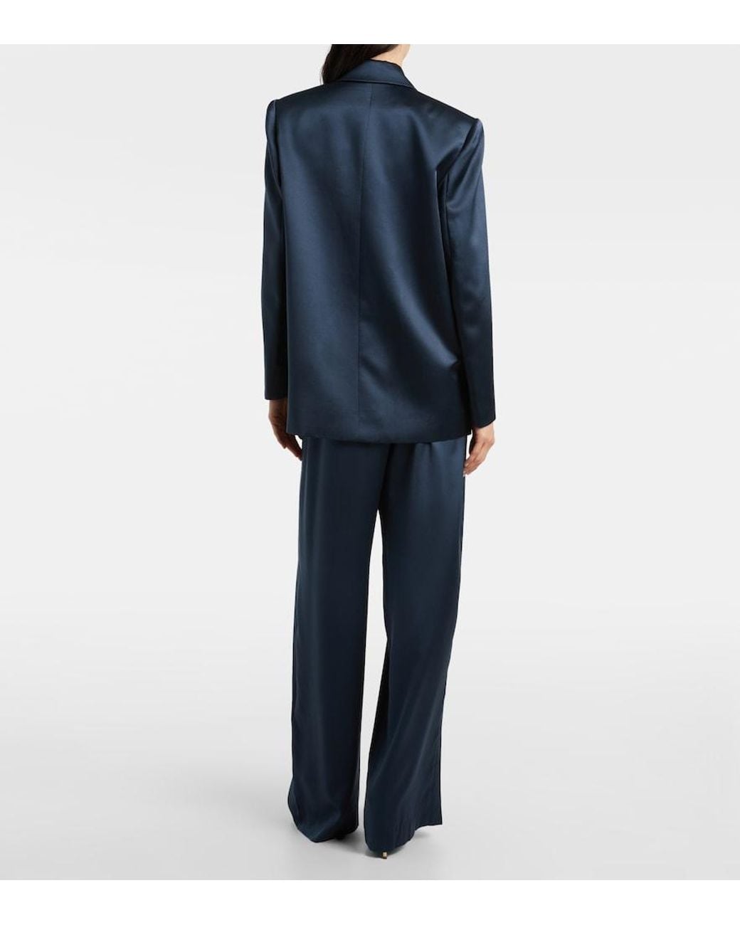 The Sei Blue High-Rise Silk Wide-Leg Pants