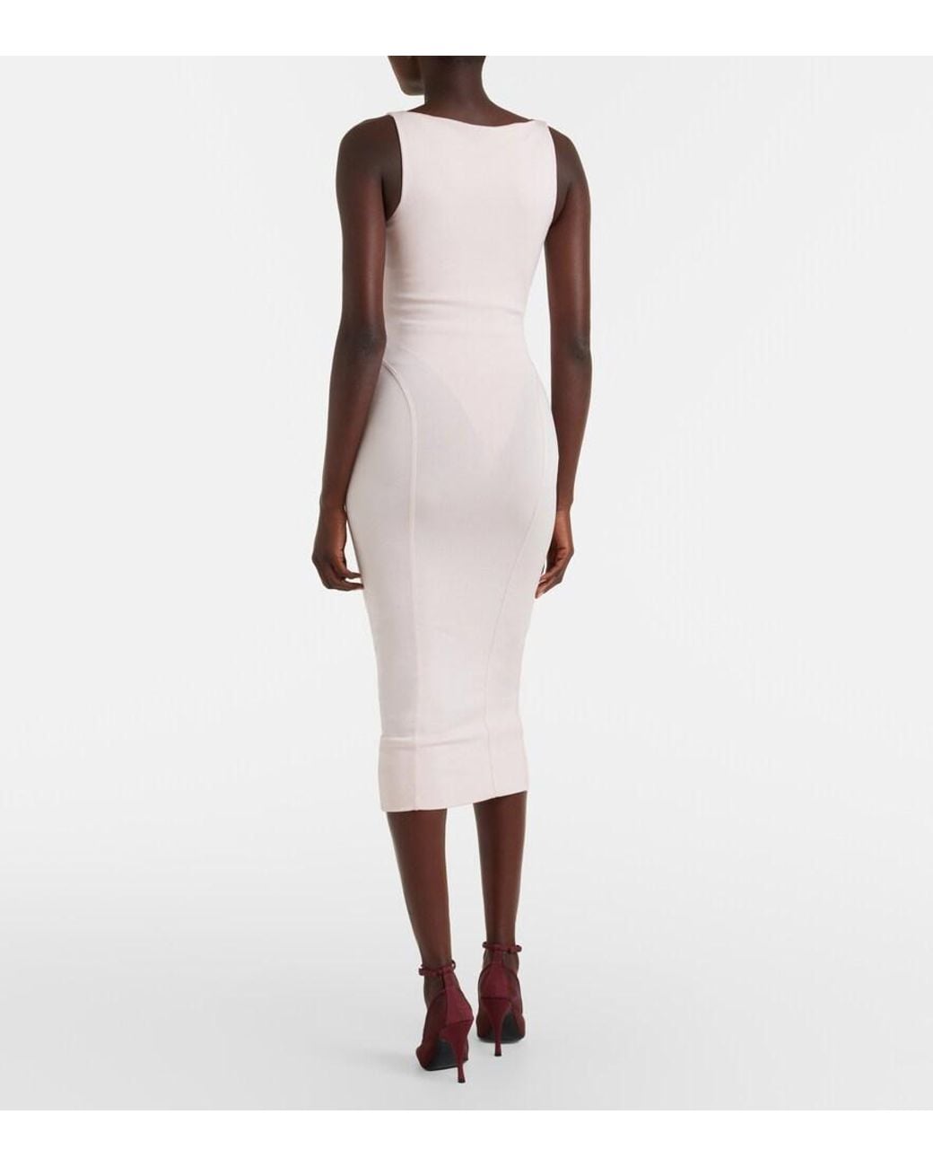 Alaïa Pink Knitted Jersey Midi Dress