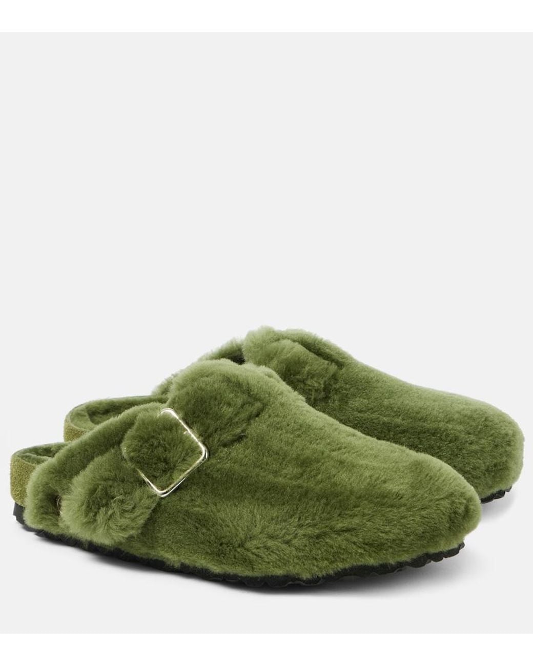 Birkenstock Green Boston Shearling Clogs
