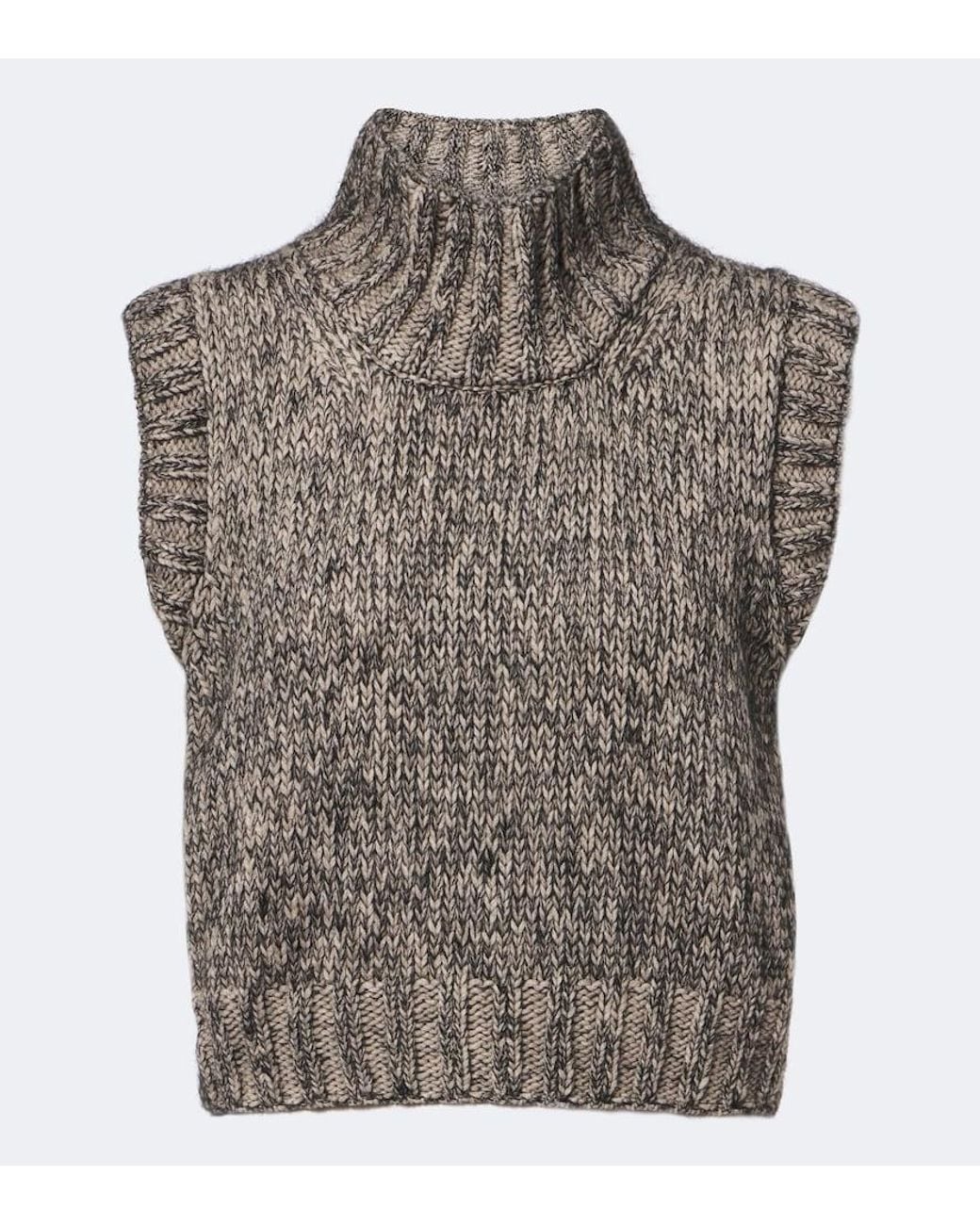 Khaite Gray Cashmere, Mohair, And Silk Turtleneck Vest