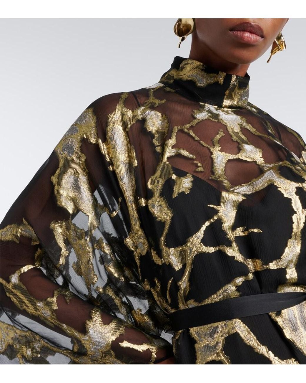 Taller Marmo Black Kintsugi Silk-Blend Fil Coupe Kaftan