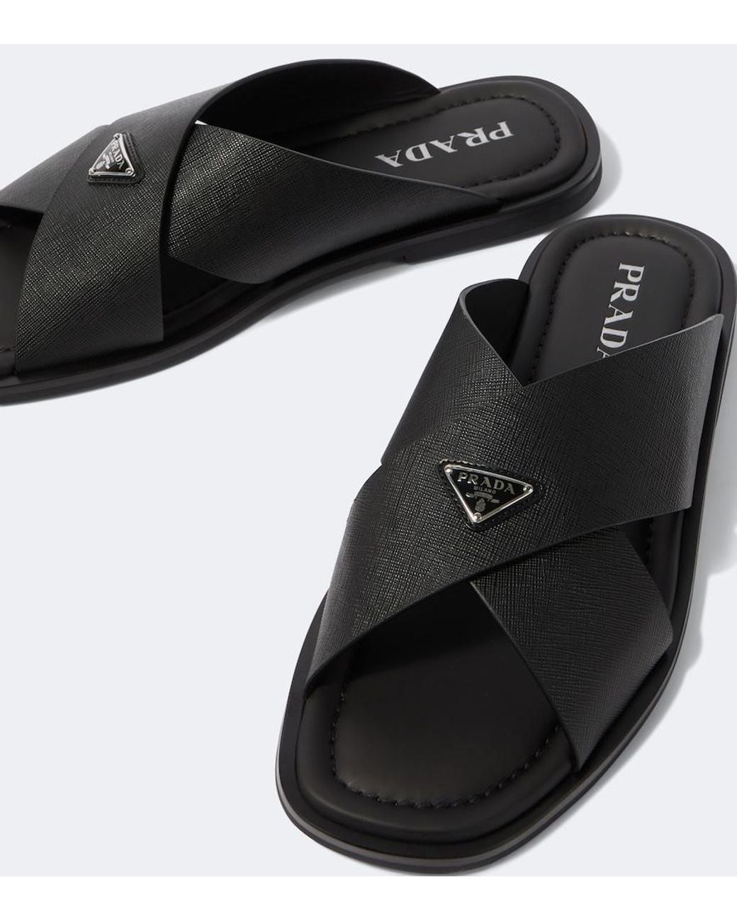 Prada Black Leather Sandals for men