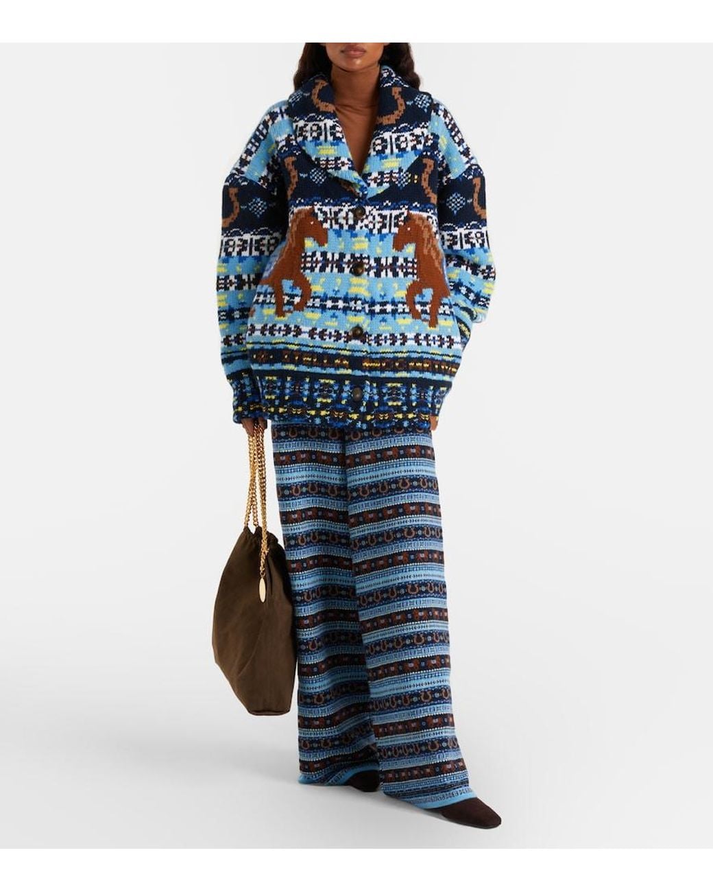 Stella McCartney Blue Fair Isle Virgin Wool Cardigan