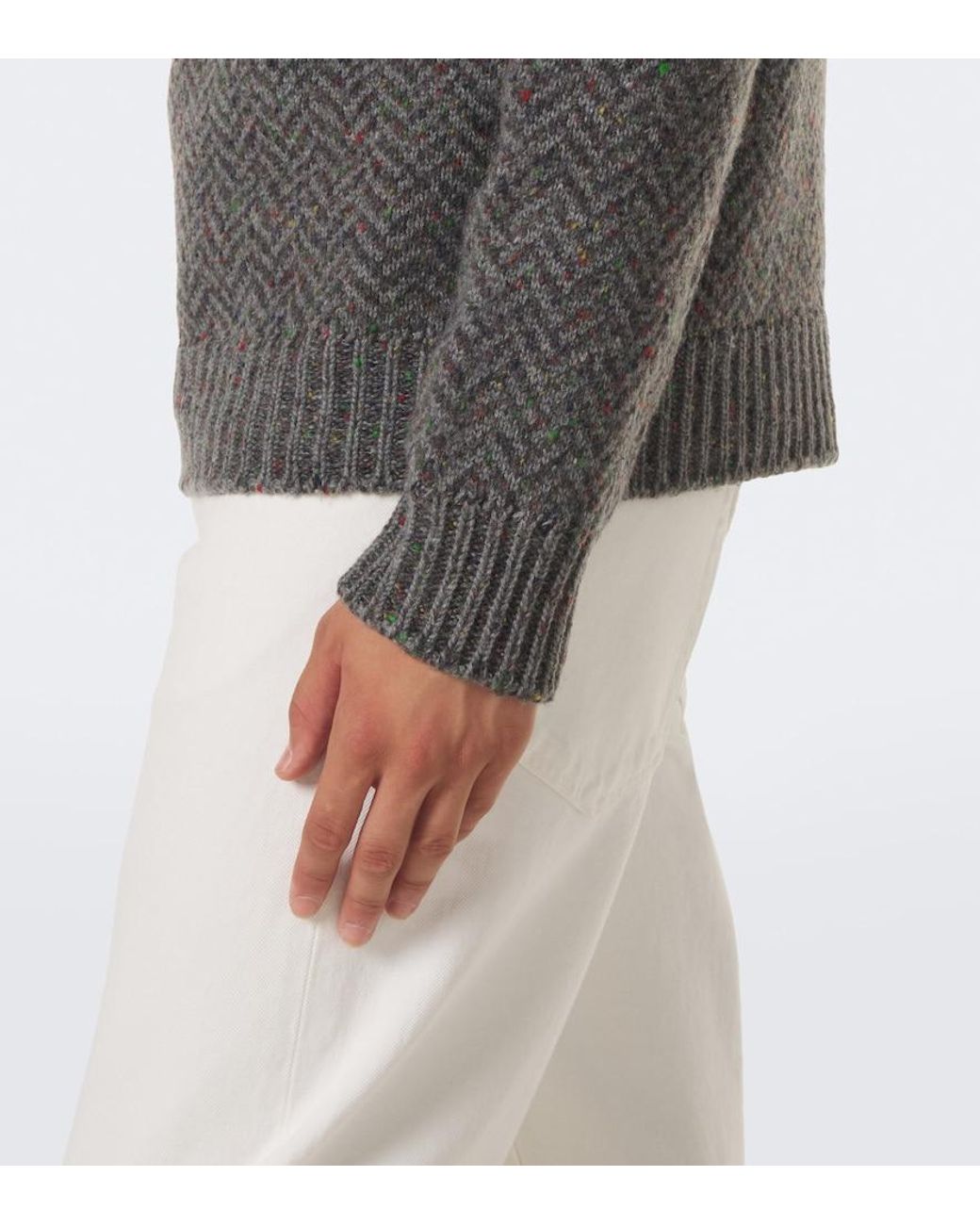 Gabriela Hearst Gray Sermo Herringbone Cashmere Sweater for men
