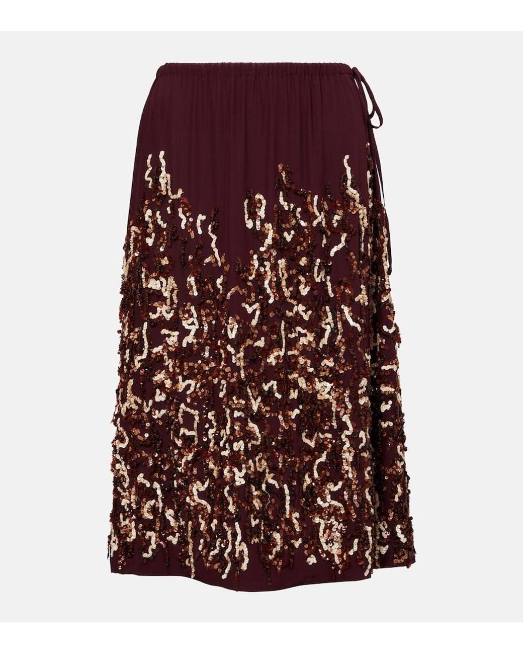 Dries Van Noten Purple Sequined Silk Midi Skirt