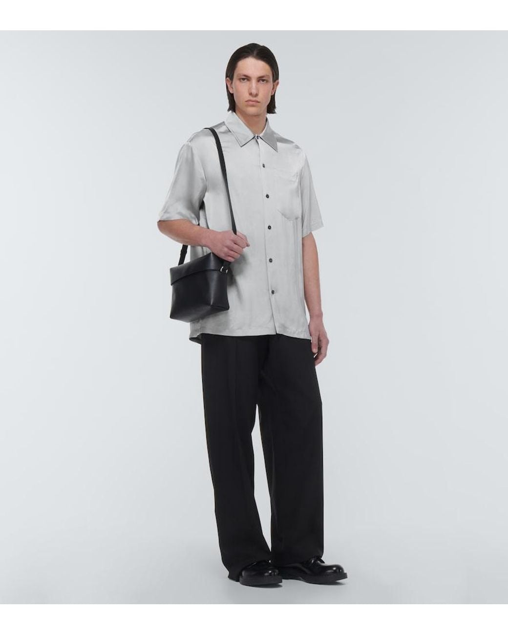Jil Sander White Shirt 36 Satin Bowling Shirt for men