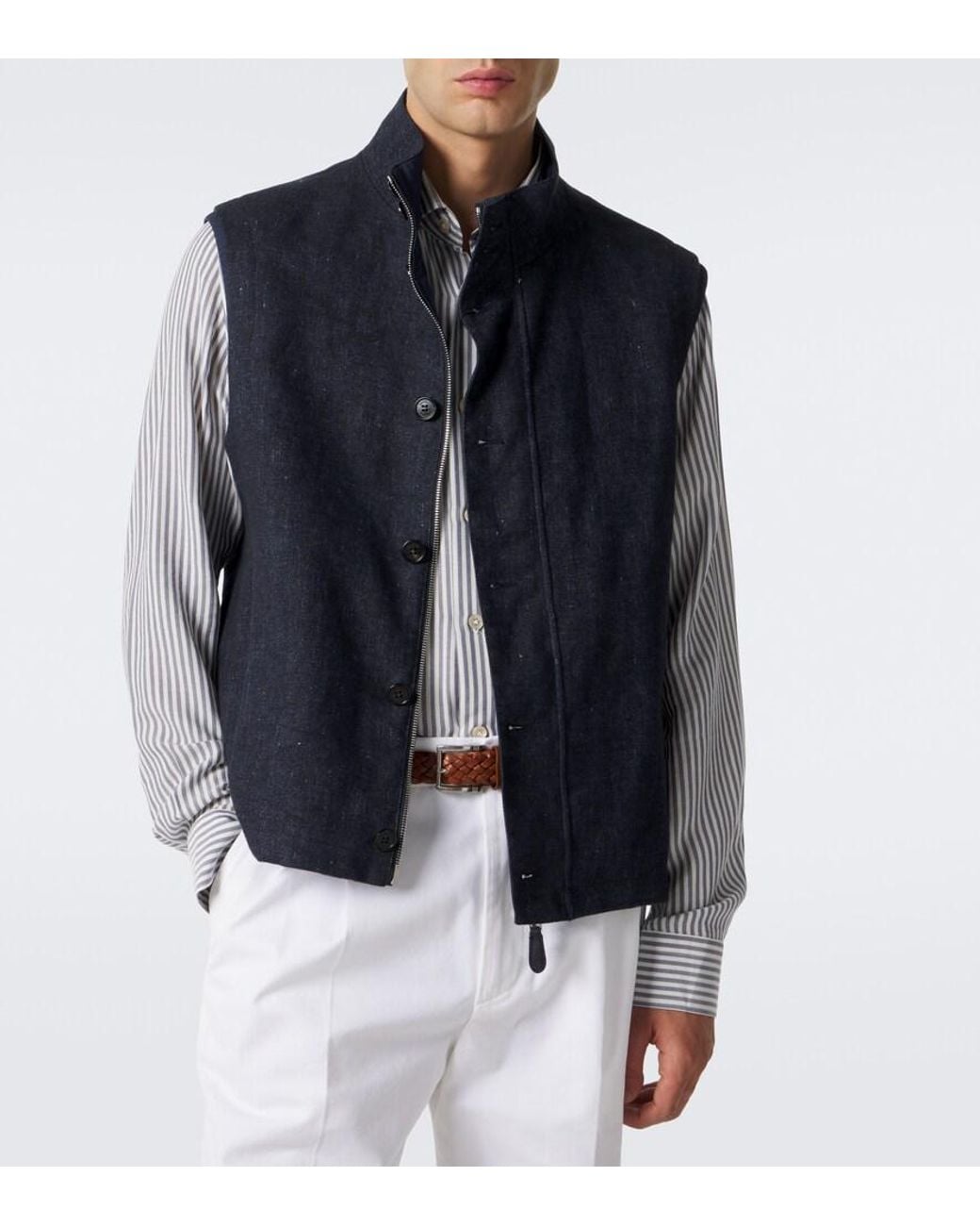 Dunhill Blue Linen Reversible Vest for men
