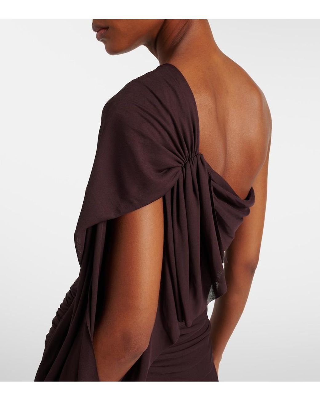Proenza Schouler Purple Gabri Draped One-Shoulder Jersey Midi Dress