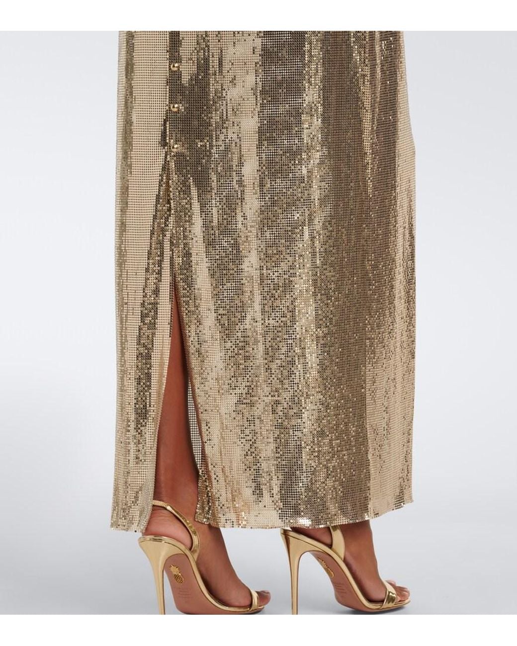 Rabanne Natural X Dinh Van Draped Mesh Gown