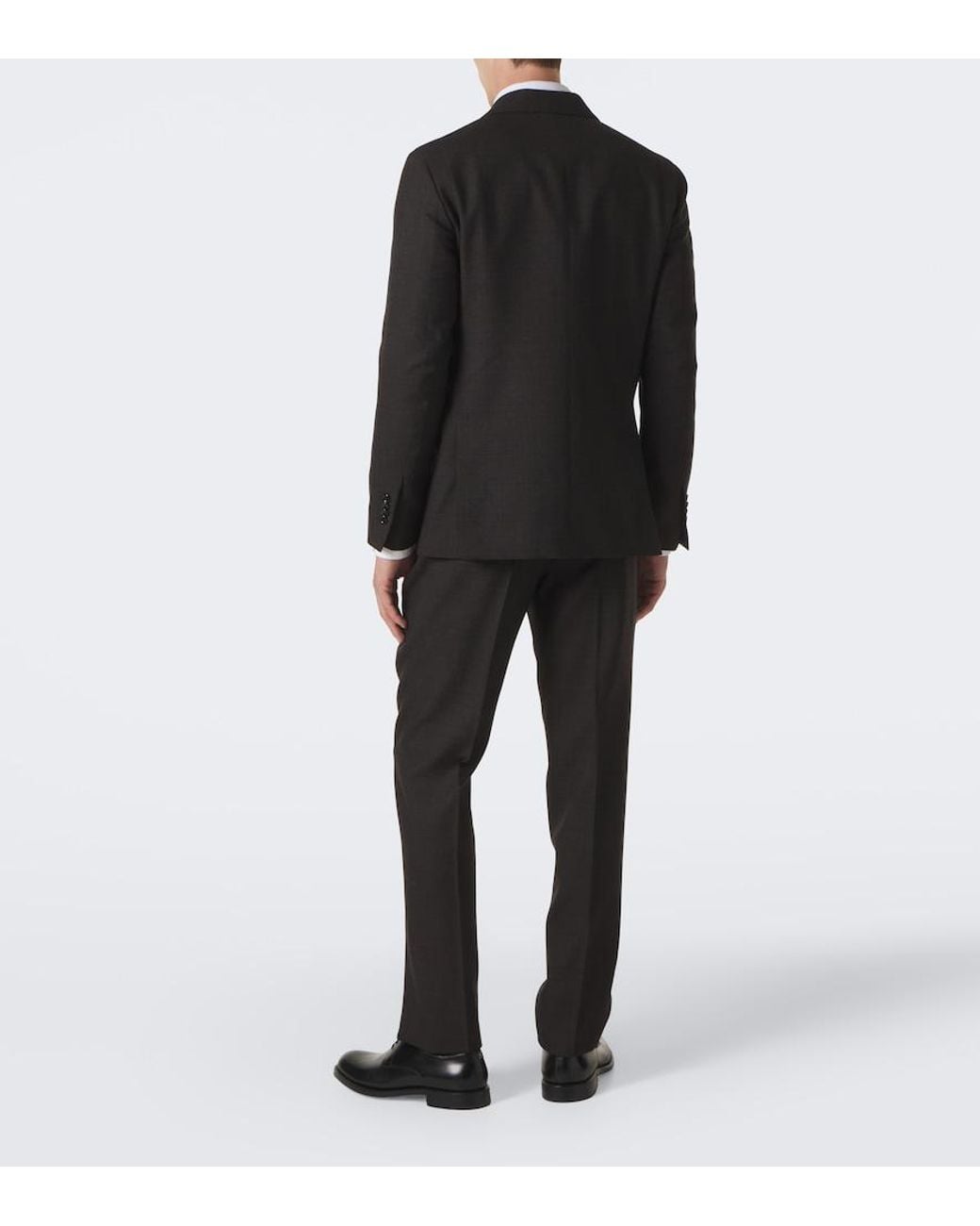 Lardini Black Checked Double-Breasted Virgin Wool Suit for men