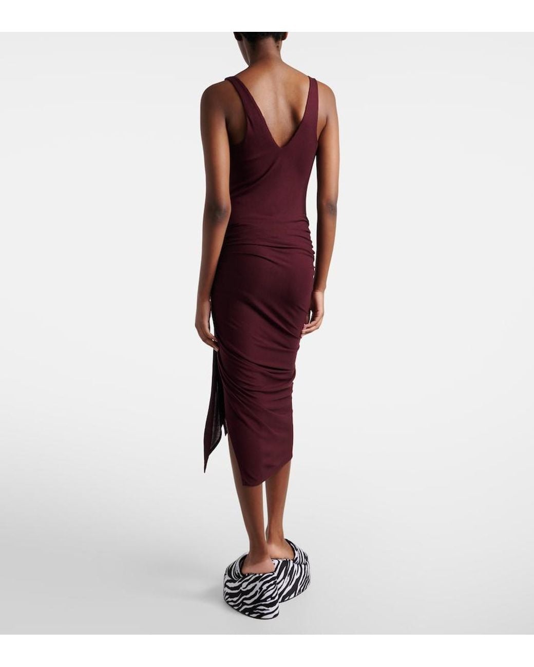 The Attico Red Draped Midi Dress