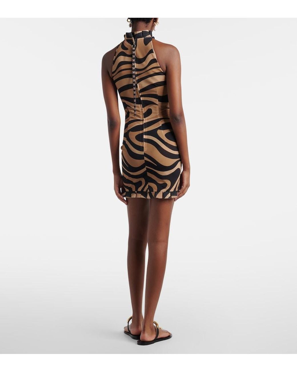 Emilio Pucci Natural Marmo Ruffled Minidress