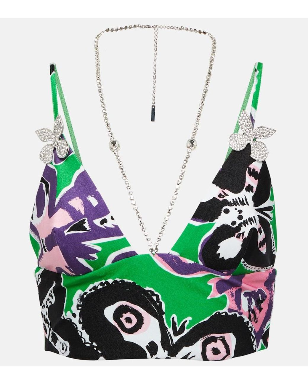 Top corto estampado Area de color Green