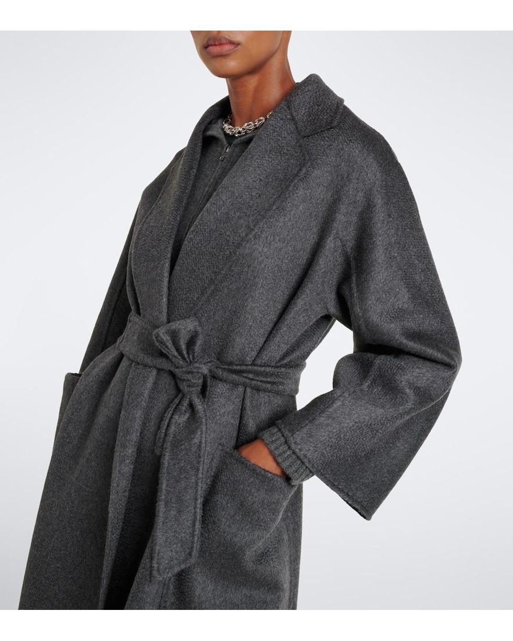 Max Mara Black Cashmere Wrap Coat