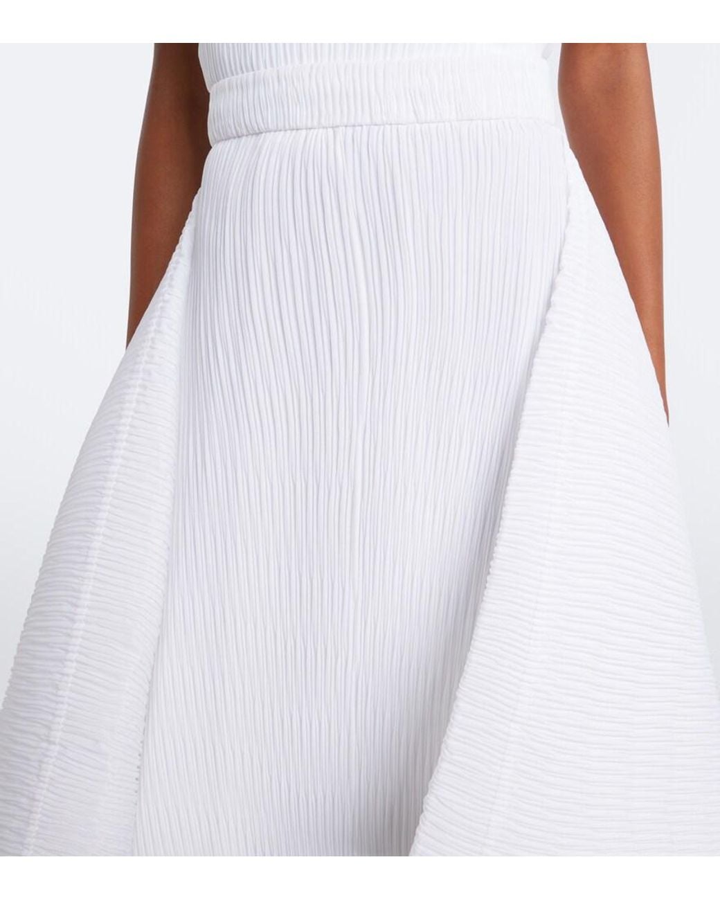 J.W. Anderson White Pleated Asymmetric Midi Skirt