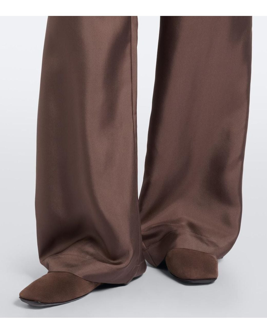 Rohe Brown Silk Satin Wide-Leg Pants