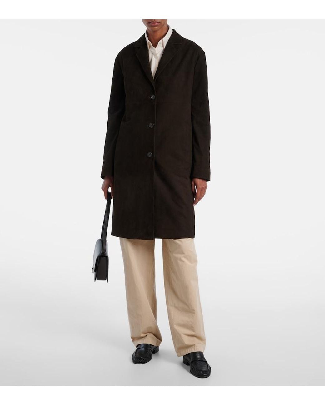 The Row Brown Babilonia Suede Coat