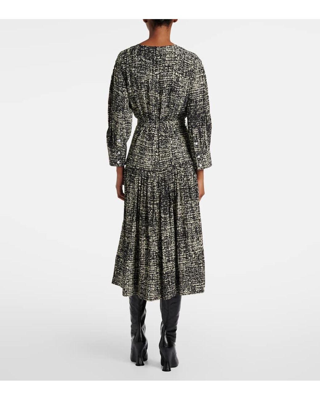 Proenza Schouler Gray Bedrucktes Midikleid Harlow Aus Crepe