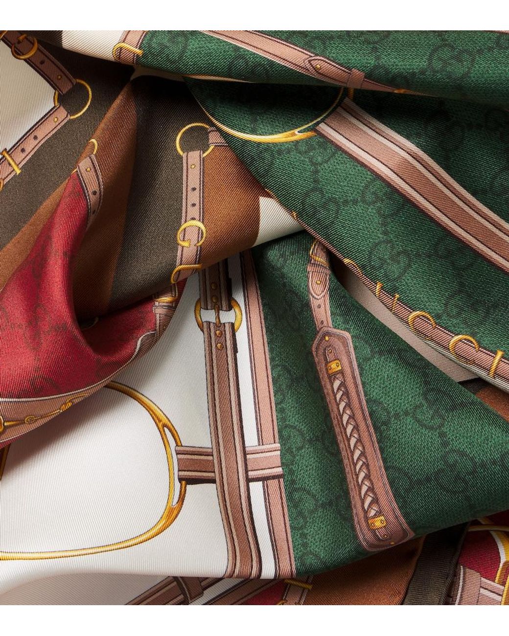 Gucci Green Silk Twill Scarf