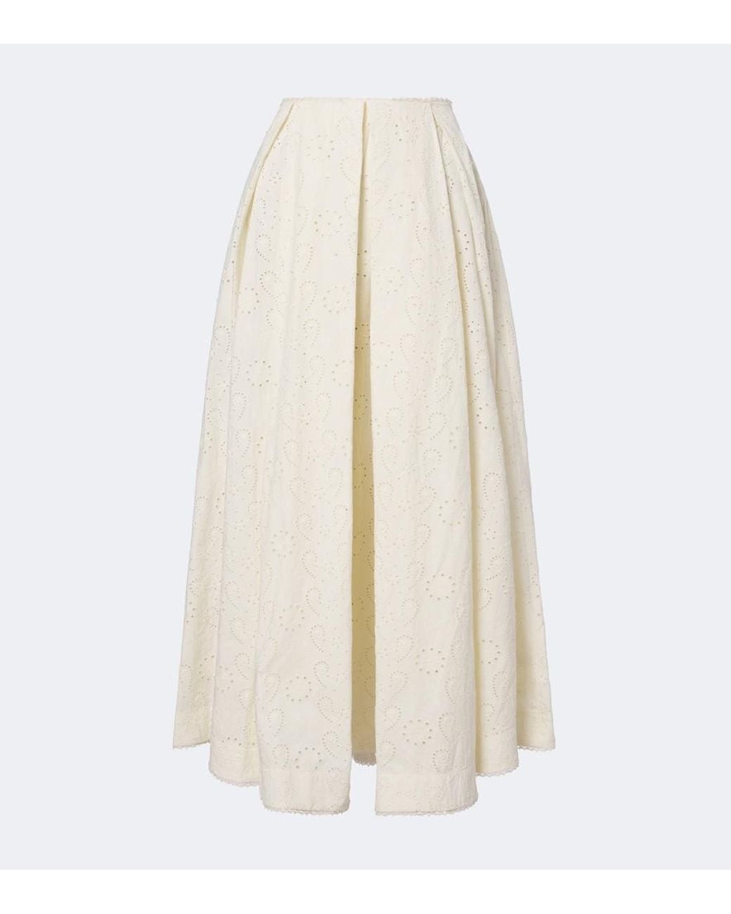 Agua Bendita White Delta Broderie Anglaise Cotton Maxi Skirt