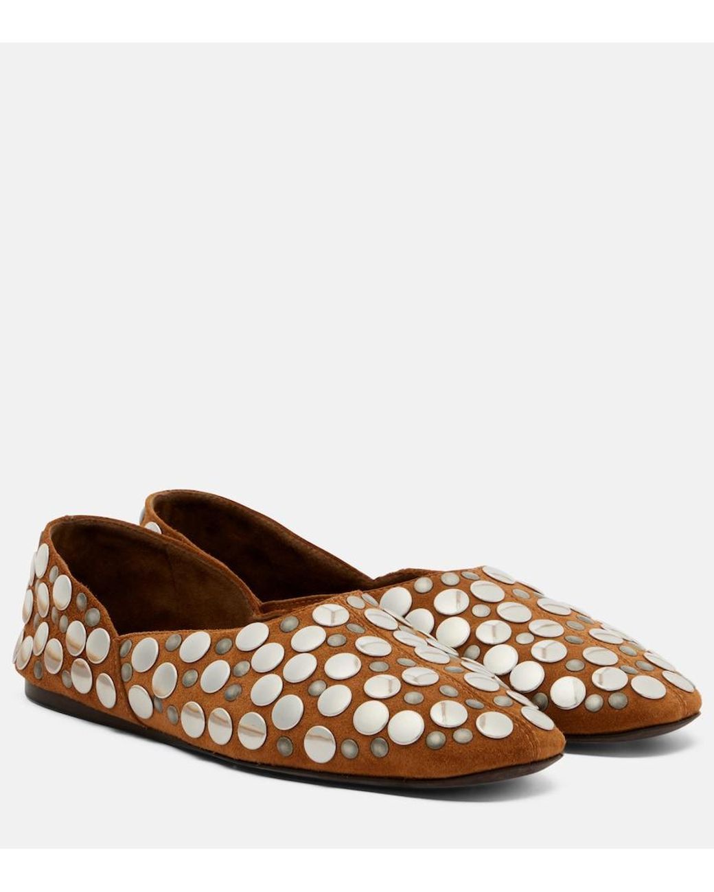 Khaite Brown Jane Studded Suede Ballet Flats