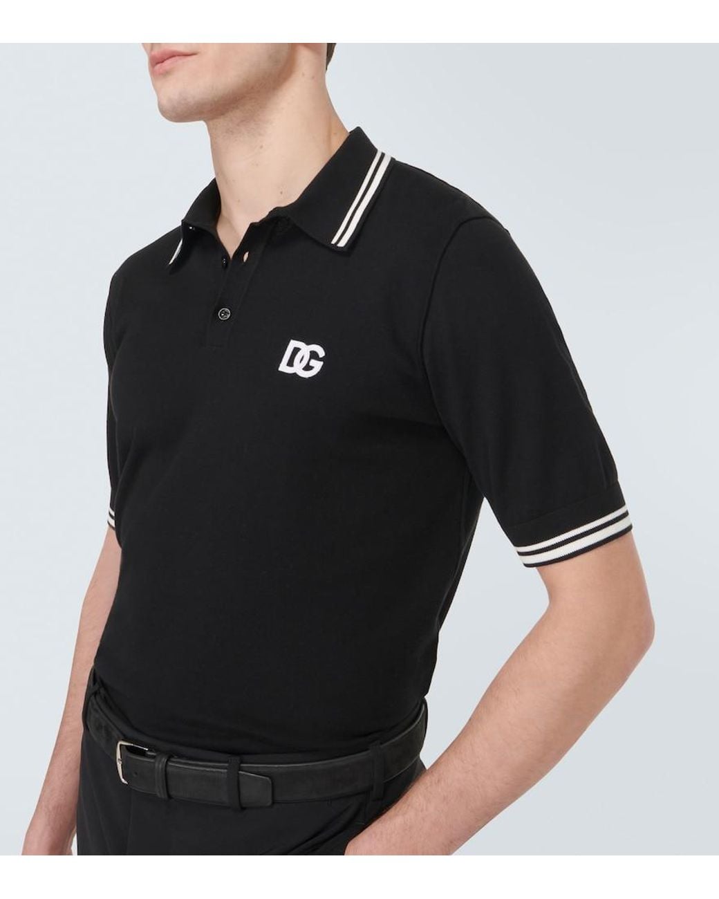 Dolce & Gabbana Black Cotton Polo Shirt for men