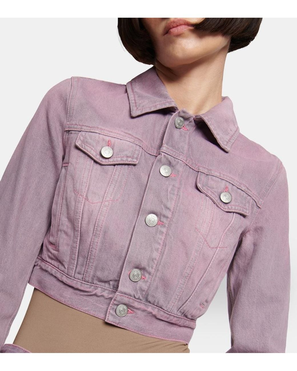 MM6 by Maison Margiela Pink Cropped Denim Jacket