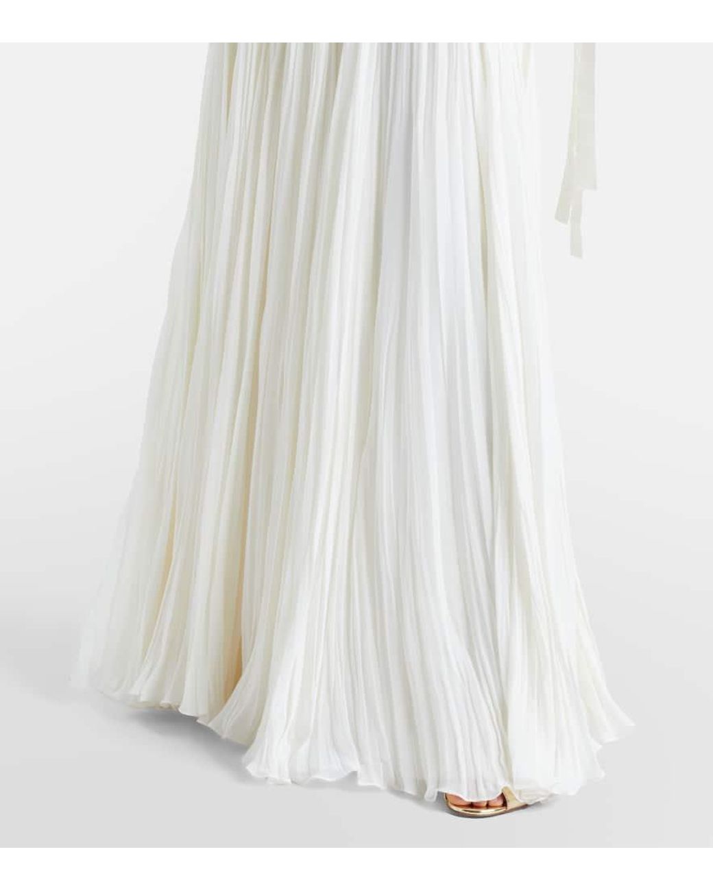 Marmar Halim White Robe Ana Aus Crepe Und Chiffon