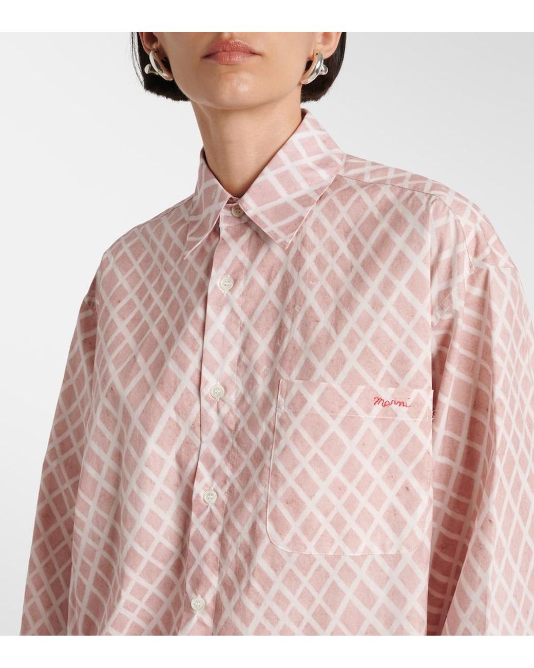 Marni Pink Checked Cotton Poplin Shirt