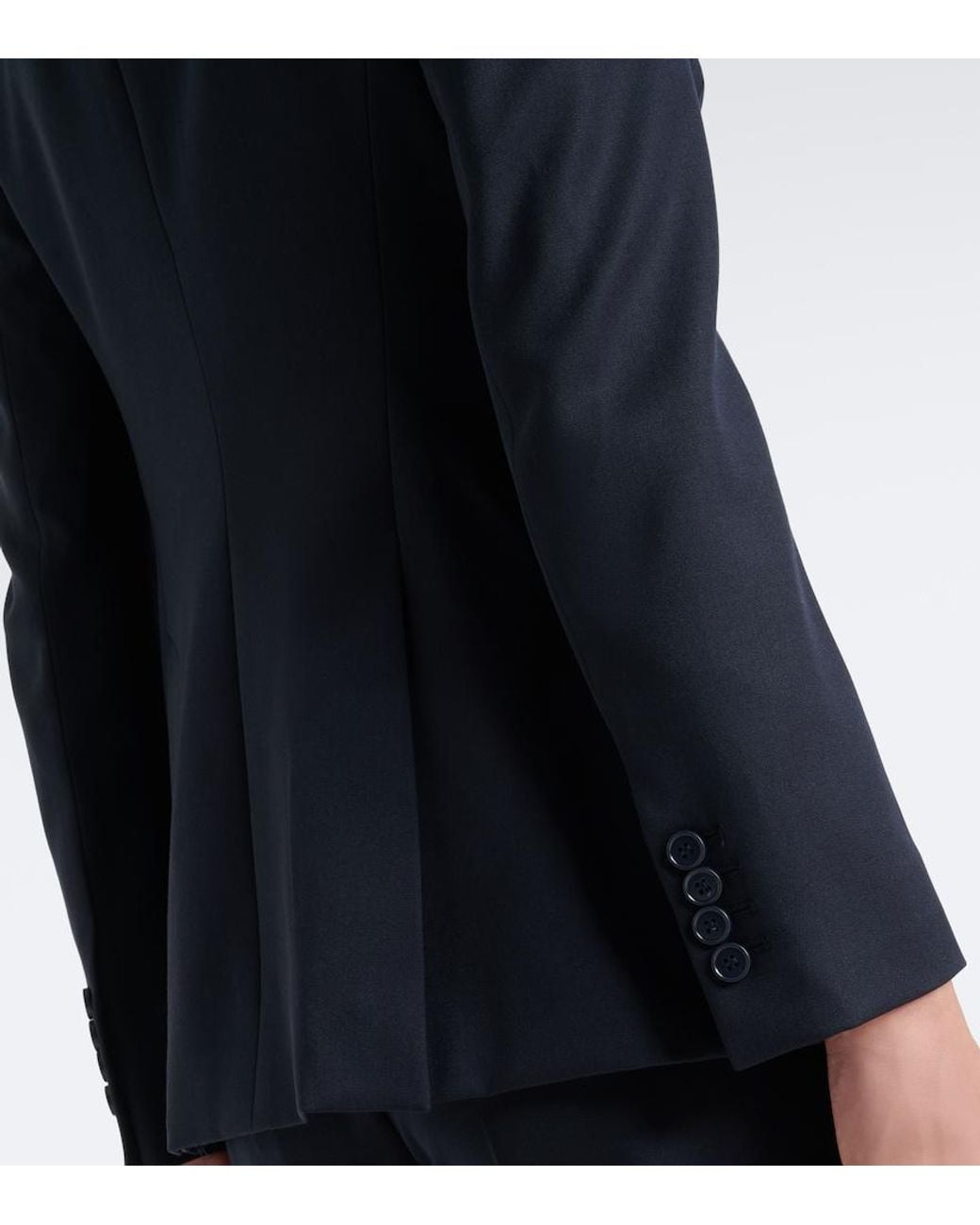 McQueen Blue Wool Grain De Poudre Blazer