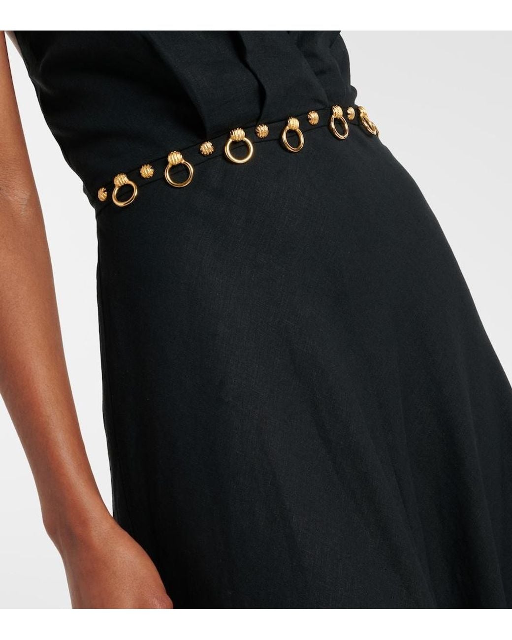 ViX Black Hailey Halterneck Linen-Blend Midi Dress