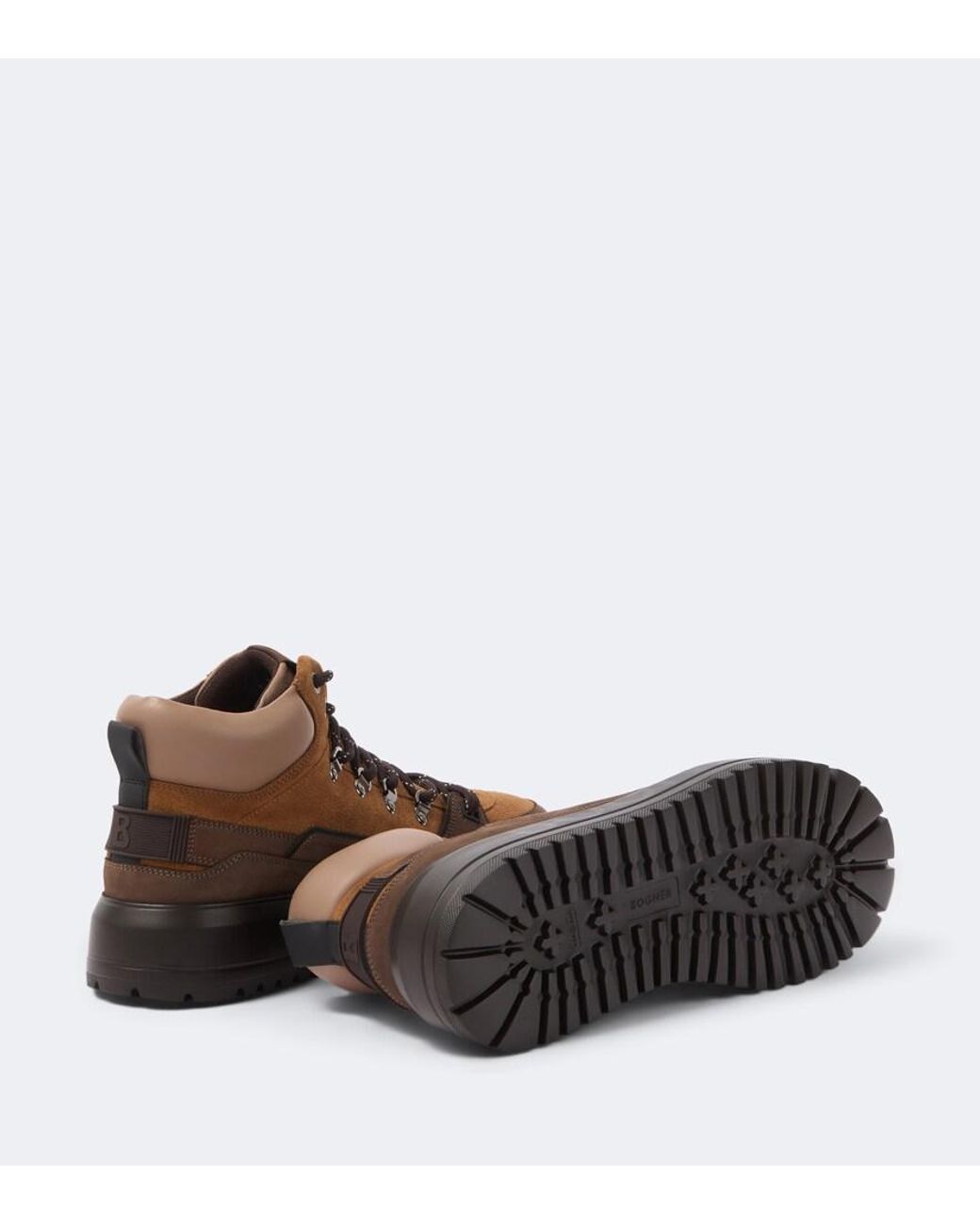 Bogner Brown Antwerp Leather And Suede Lace-Up Boots for men