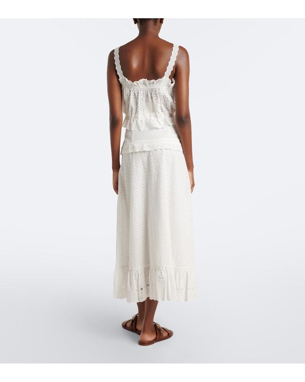 Ulla Johnson White Violetta Broderie Anglaise Midi Skirt