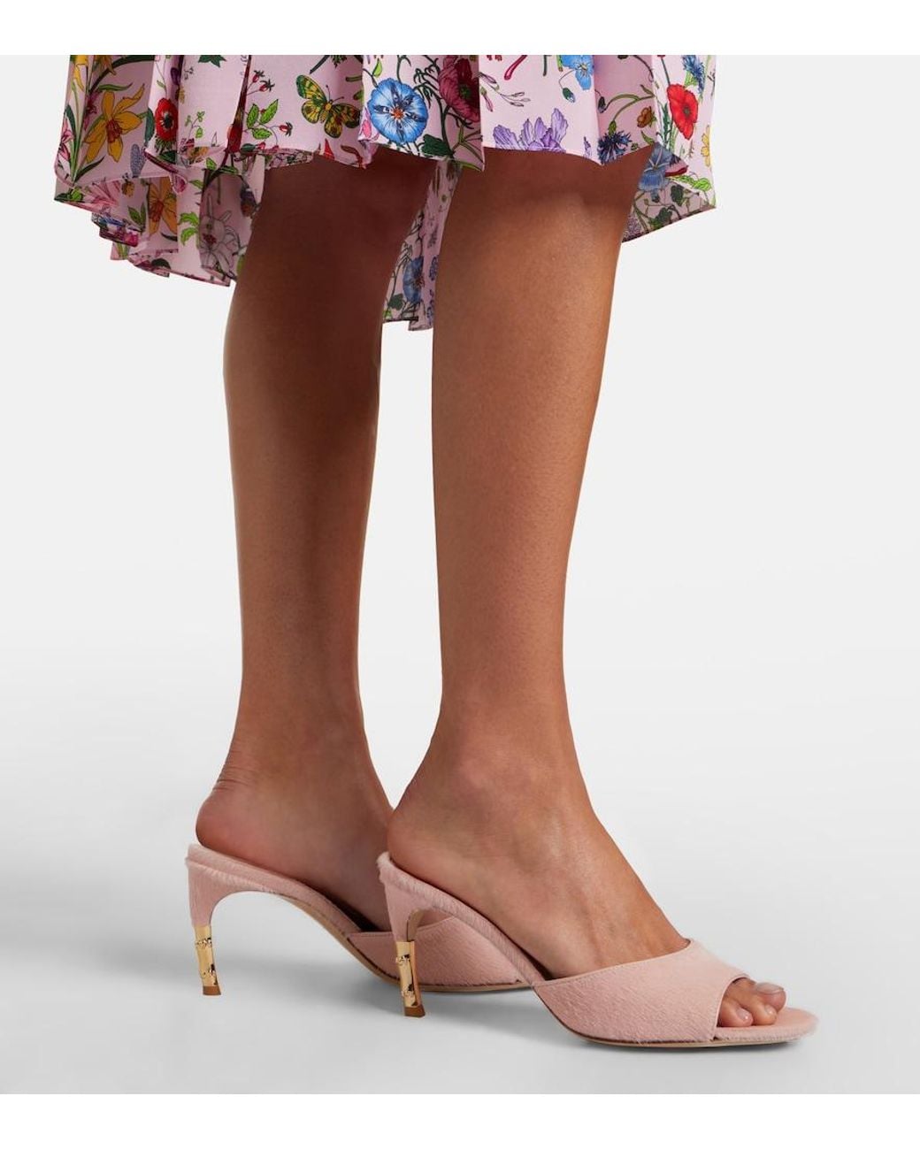 Gucci Pink Castello Calf Hair Mules