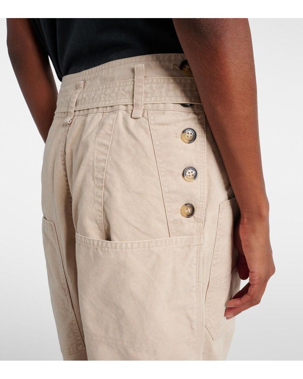Isabel Marant Natural Mathilda Cotton Cargo Pants